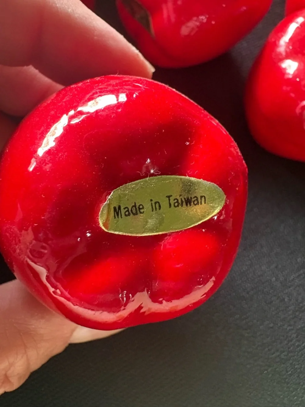Vintage Set of 12 Red Apple Ornaments Made in Taiwan w/ Original Box